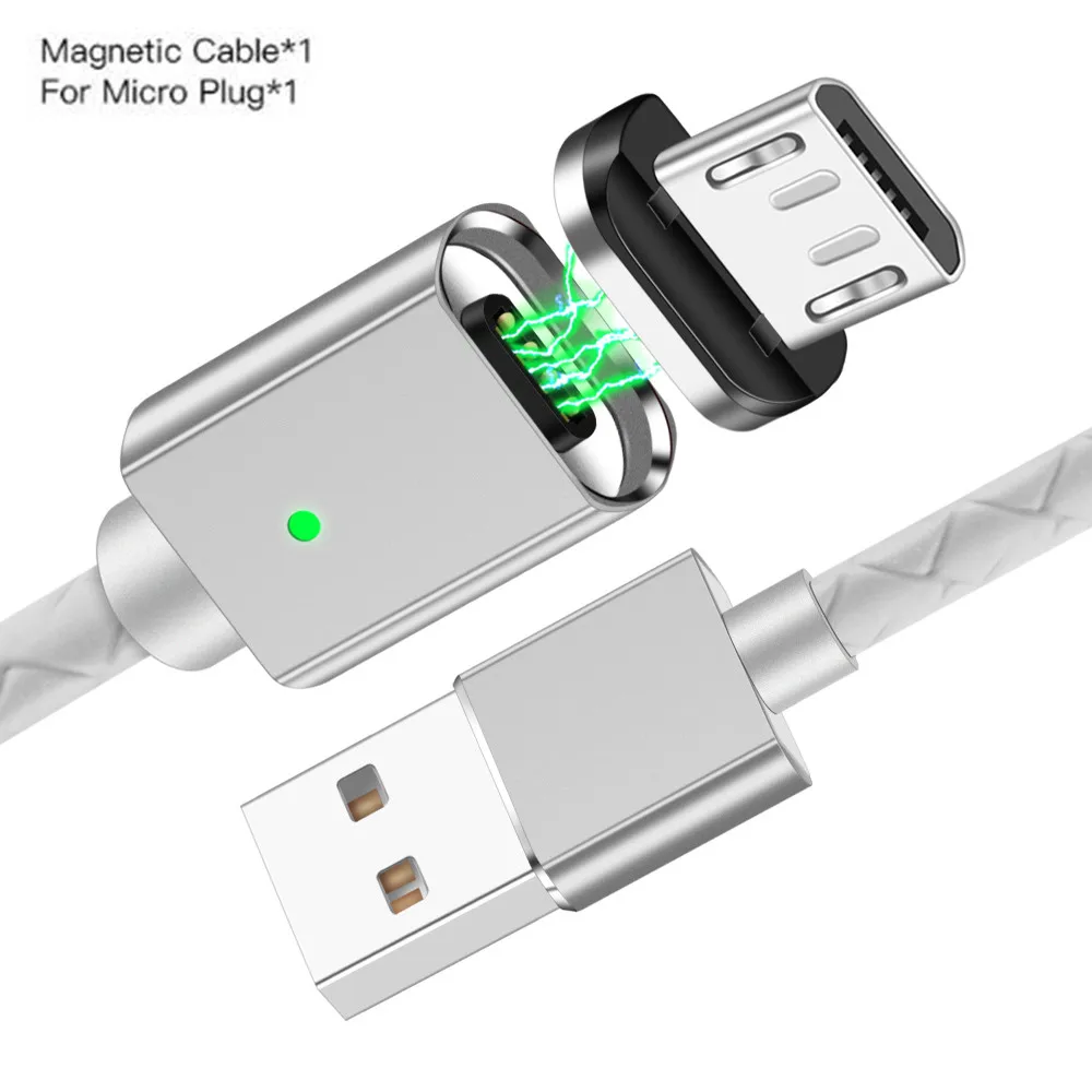 Silver 1m For Micro Магнитный usb-кабель Олаф 3А для iPhone type C, магнитный кабель для зарядки и передачи данных, Кабель Microusb для samsung Android, кабели для мобильных телефонов - Цвет: Silver 1m For Micro