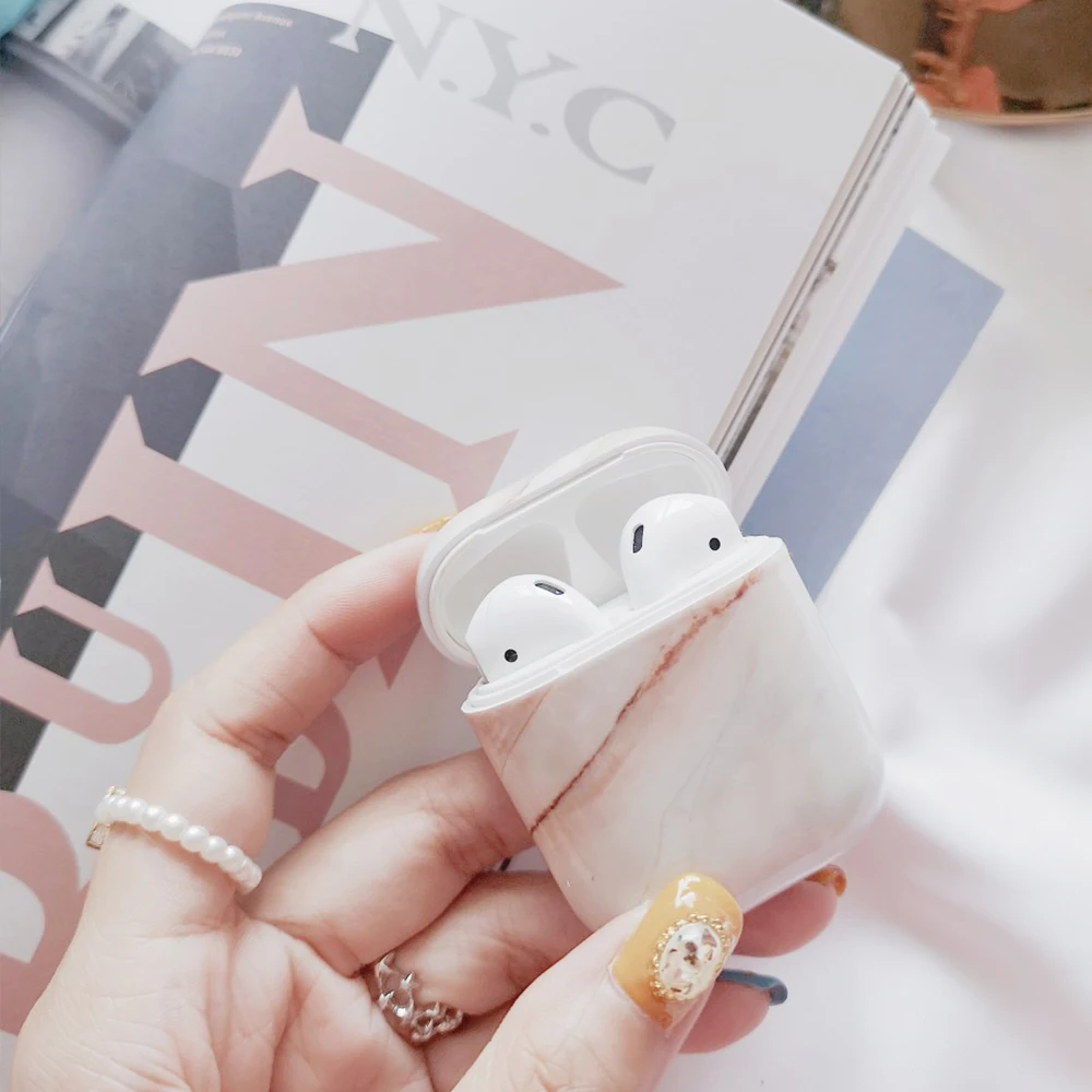 Новинка Ретро мраморные наушники Жесткий защитный чехол для Airpods 2 беспроводные Bluetooth наушники аксессуары для Airpods Чехол Коробка