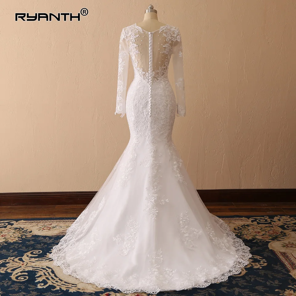 Vestido de novia сексуальные длинные рукава кружевное свадебное платье русалки Новое поступление Vestidos de novia прозрачные длинные свадебные платья