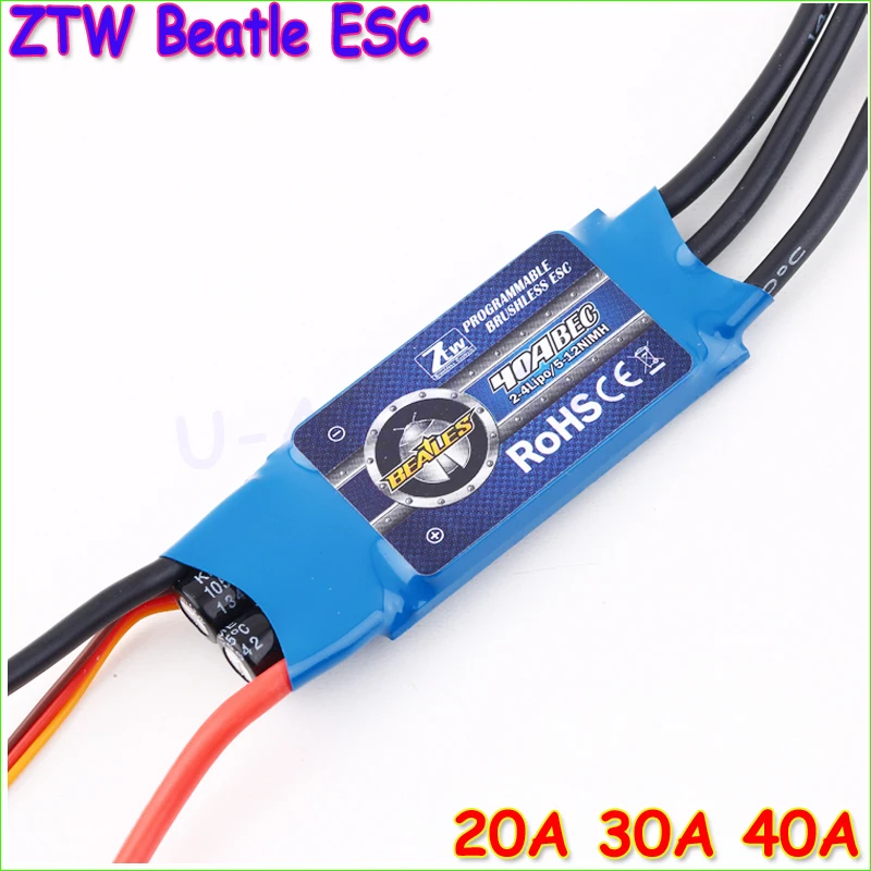 4 шт./партия ZTW Beatle серии AL 20A 30A 40A ESC 5 V/3A BEC для 400 500 класса с фиксированным крылом|40a