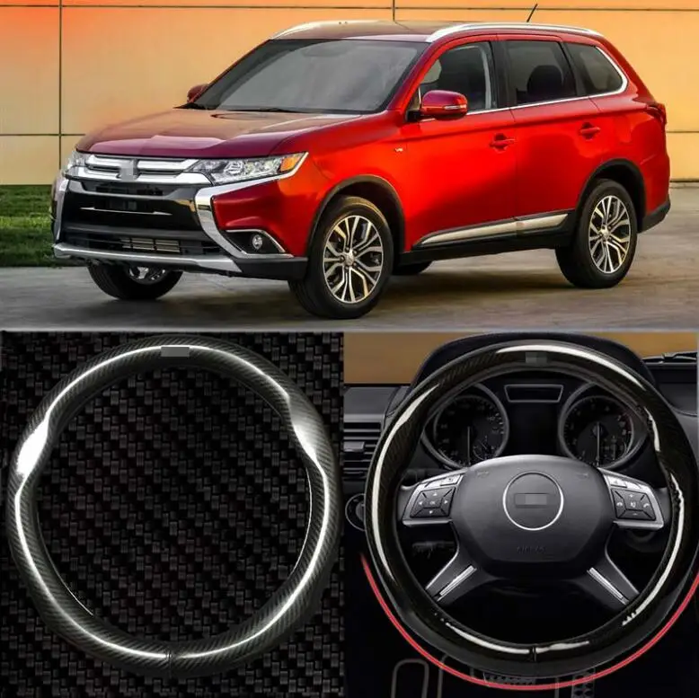 15 &quotЧерный Высокое Качество Углеродного Волокна Кожаный Чехол Руль Для Misubishi