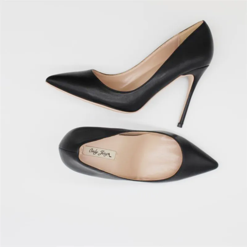 

Free shipping fashion women Pumps lady Black matt leather Pointy toe high heels shoes size33-43 12cm 10cm 8cm Stiletto heeled