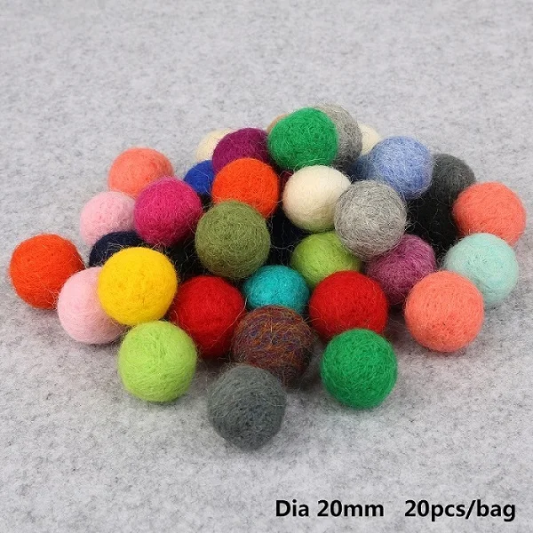 20mm Random Mixed Круглые фетровые шары, помпоны, поделки для войлока, материалы для изготовления мягких помпонов, мячики для детей, игрушки, свадебные украшения, аксессуары для шитья - Цвет: 20mm Random Mixed