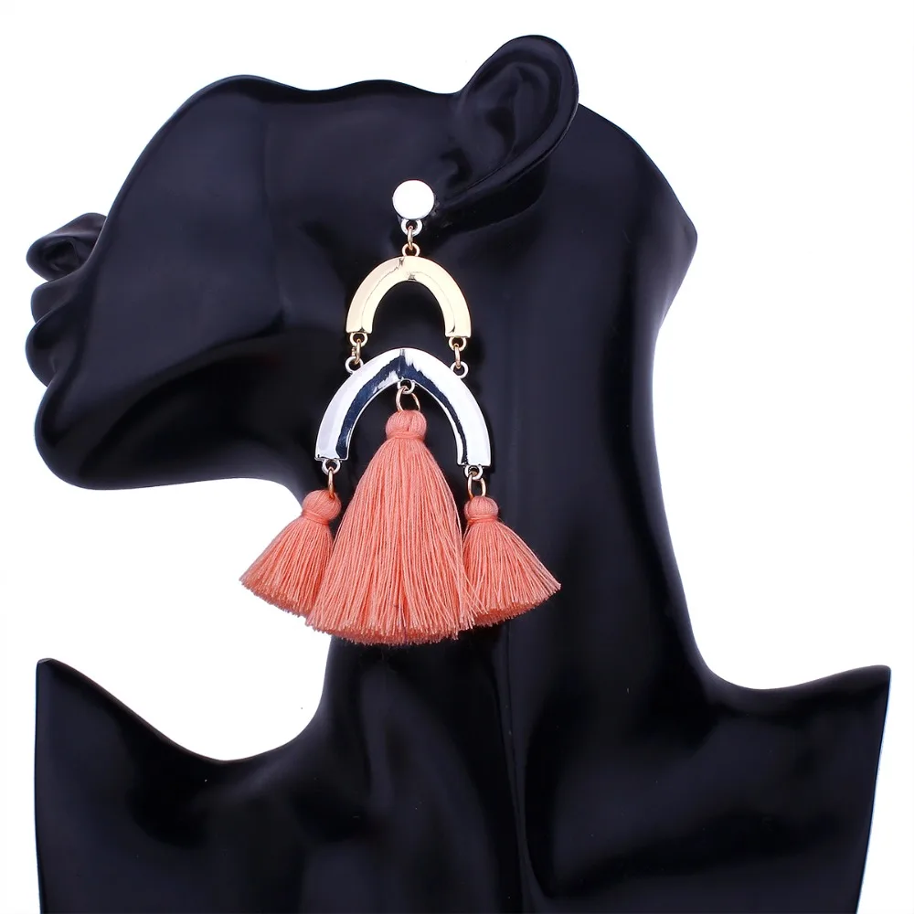 Мода Арка мост дизайн кисточкой серьги Boho нить Tassle Висячие для Для женщин