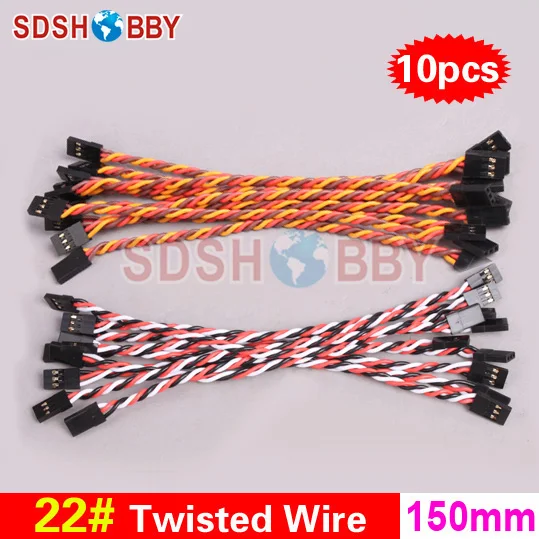 

10pcs* 22#/ 22AWG Heavy Duty Twisted Wire 15cm 150mm Connecting Line for Flight Control/ Male-male Servo Wire- JR/ Futaba color