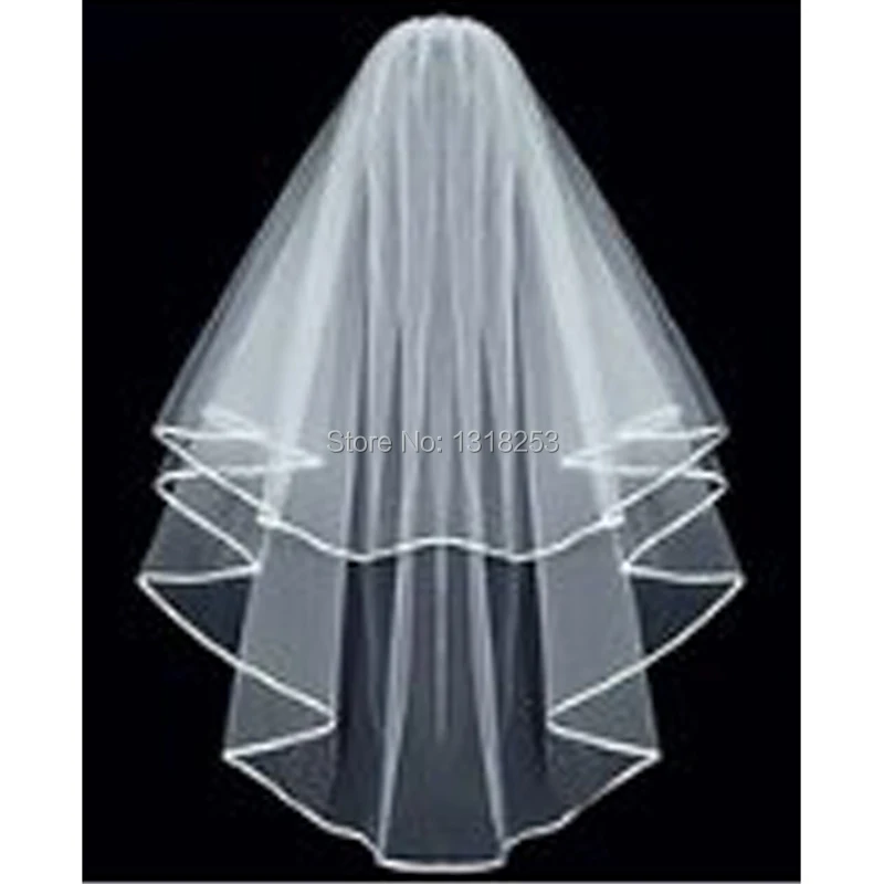 Белая свадебная вуаль цвета слоновой кости фата невесты тюль с расческой край