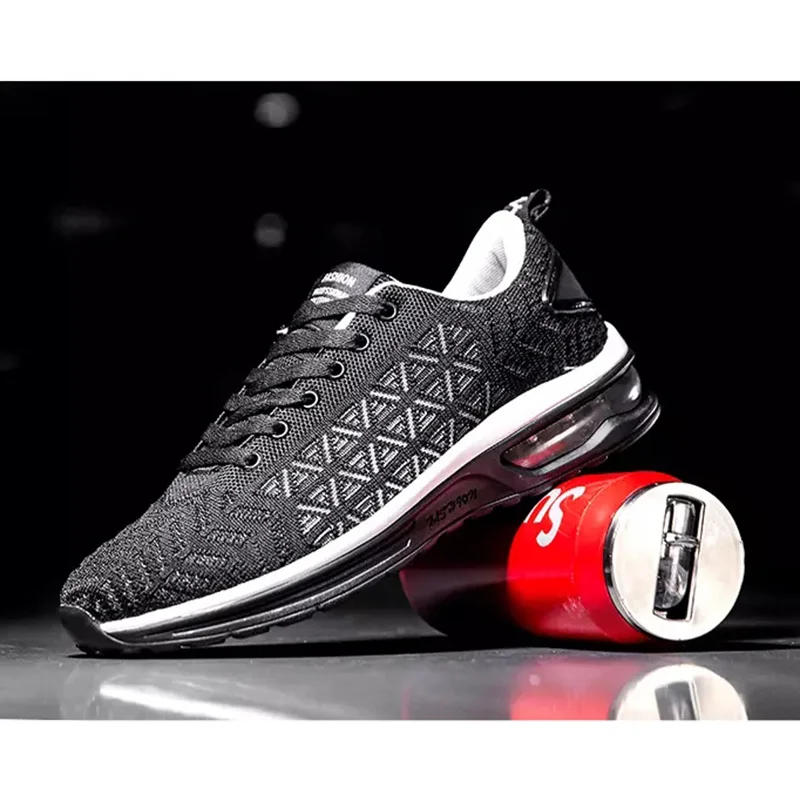 Black White VEAMORS Модные дышащие кроссовки Для мужчин открытый Демпфирование легкие кроссовки Для женщин противоскользящие дезодорант спорт обувь на шнуровке - Цвет: Black White