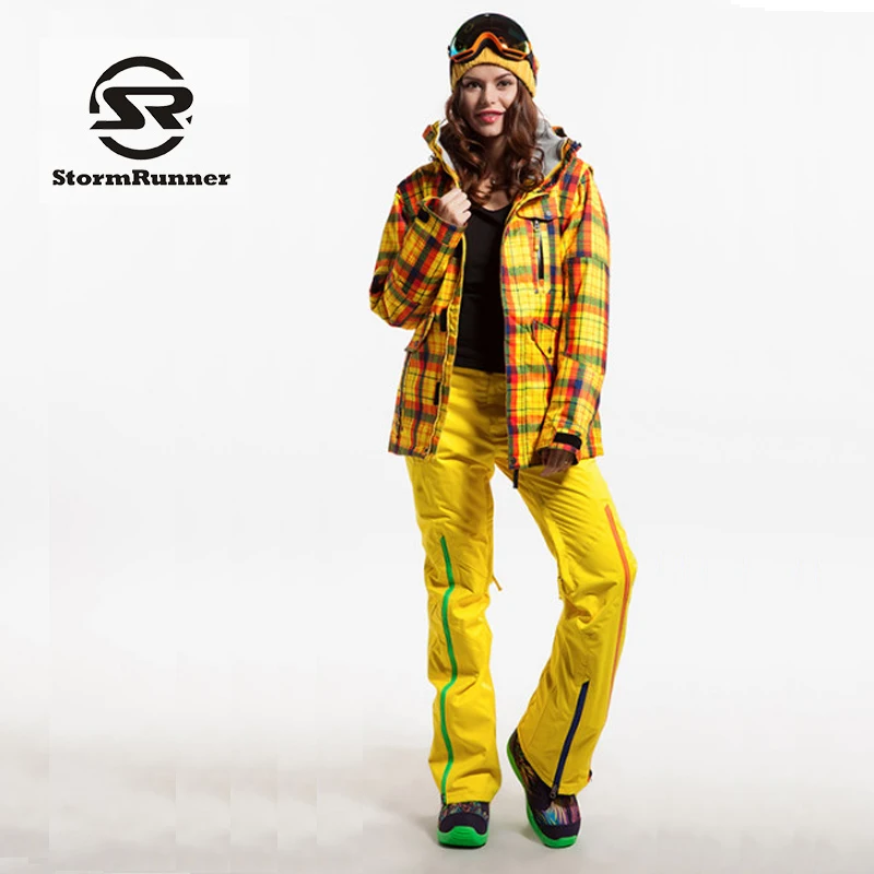Guarantee Authentic! StormRunner Women Ski Suits Jacket+Pants Set Water-Proof Thermal Cottom- Padded Snowboard Women's Ski Sets