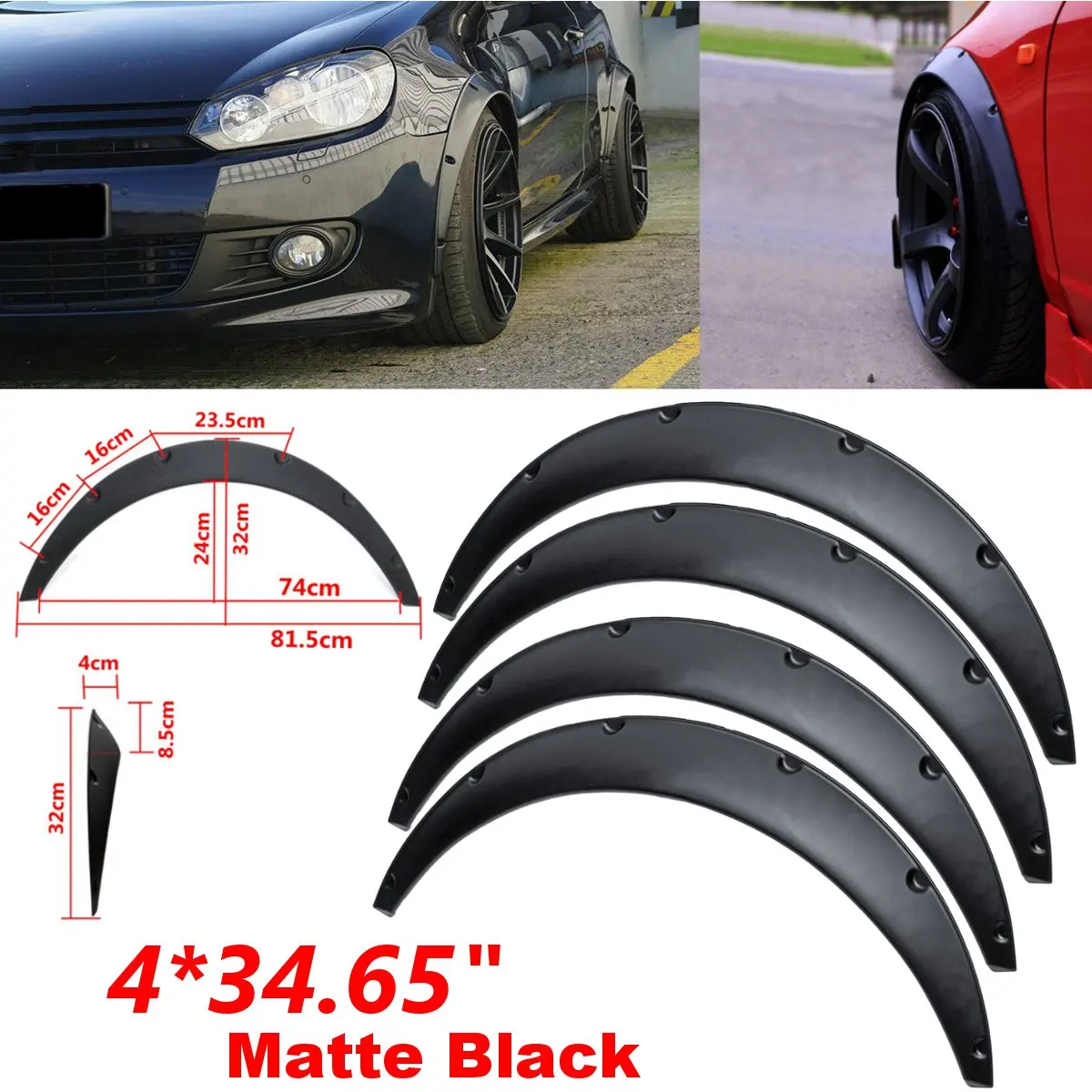 Matte Black 88 см/34,6" 4 шт. Универсальный гибкий автомобильный корпус для крыла вспышки расширение широкие колесные арки Автомобильные Брызговики для внедорожников - Цвет: Matte Black