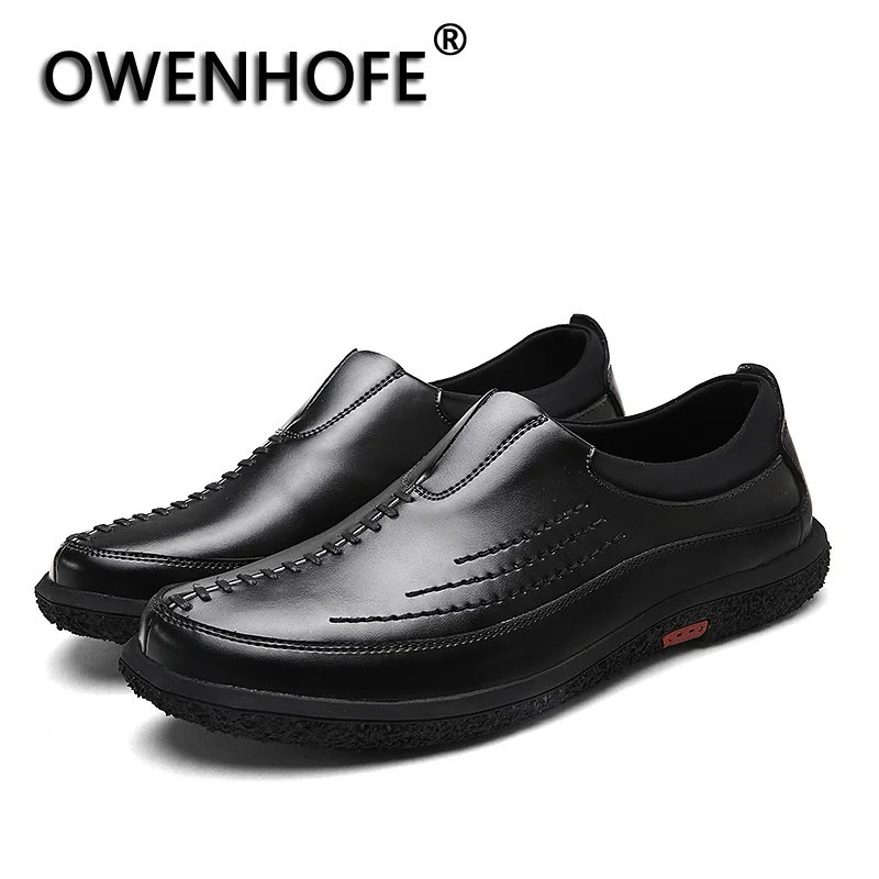 Для мужчин плоской подошве Повседневное кожаная обувь без застежки для