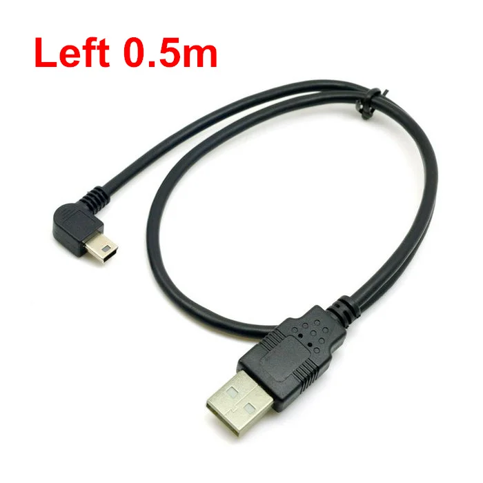 Мини-usb B Тип 5pin папа левый Угловой 90 градусов к USB 2,0 Мужской кабель для передачи данных 50 см 180 см USB мини-b Угловой кабель 0,5 м 1,8 м 6 футов - Цвет: 50cm
