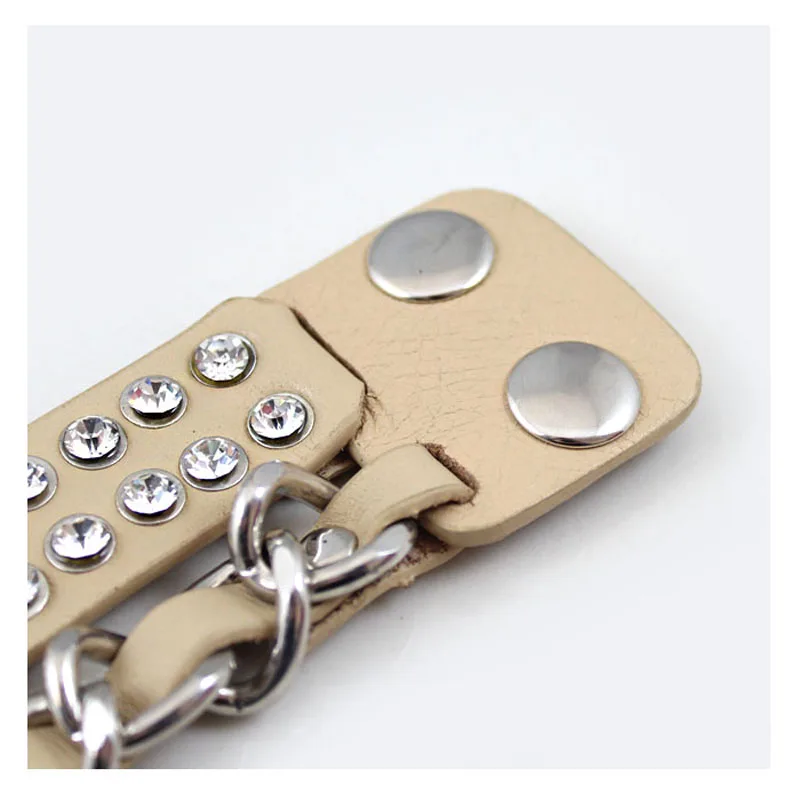 Free shipping Fashion jewelry Wholesale gift Light - colored double wide leather rivet buckle bracelet. | Украшения и аксессуары
