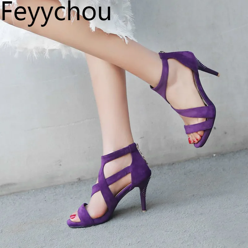 Женские босоножки на высоком каблуке пляжная обувь с открытым носком и молнией