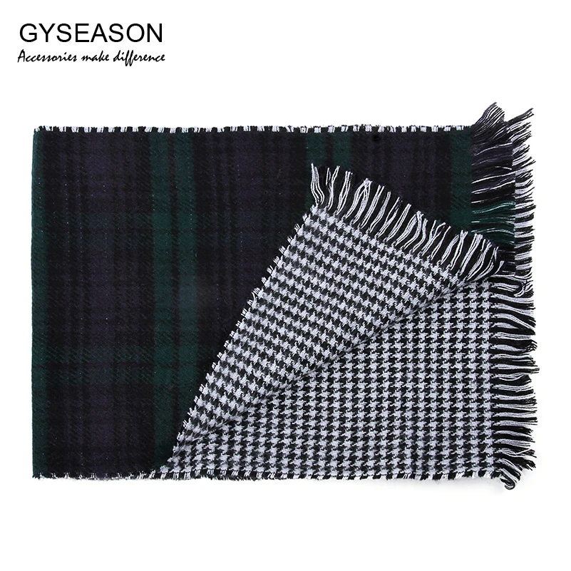 Женский зимний клетчатый шарф унисекс зеленый белый черный теплый акриловый с