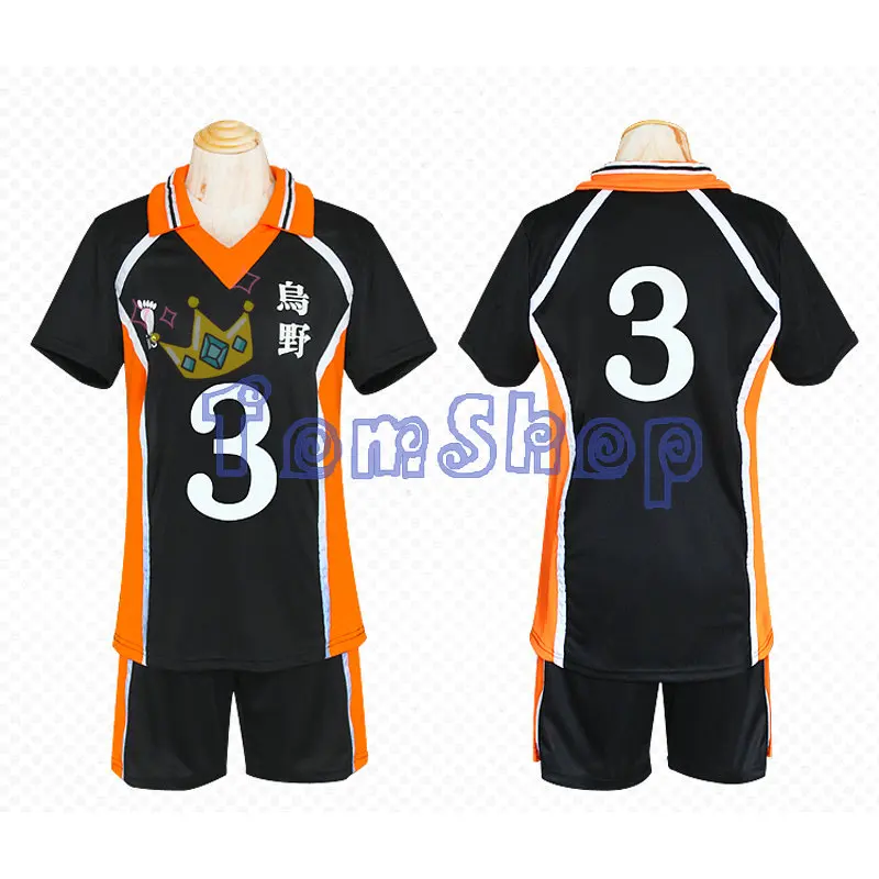 No 3 Haikyuu Cosplay костюм школьной волейбольной команды(Karasuno High School Хината шйоуйау рубашки с коротким рукавом рубашки спортивная униформа - Цвет: No 3