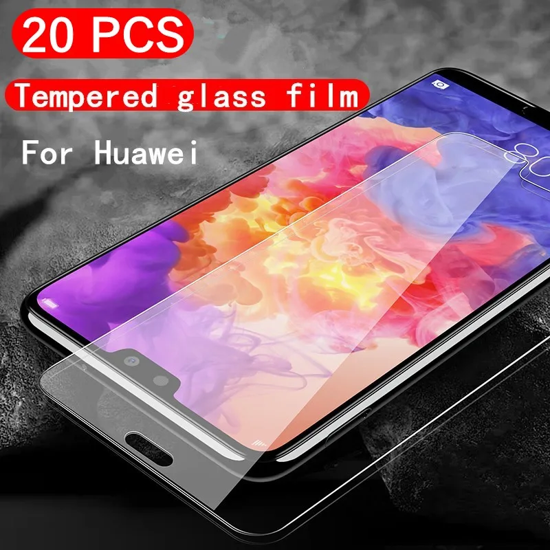 Закаленное стекло 20 шт./лот для Huawei Nova 5 Pro 4 3 3i 4E 3E Y6 Y5 2017 Y9 Y7 Prime 2019 2018