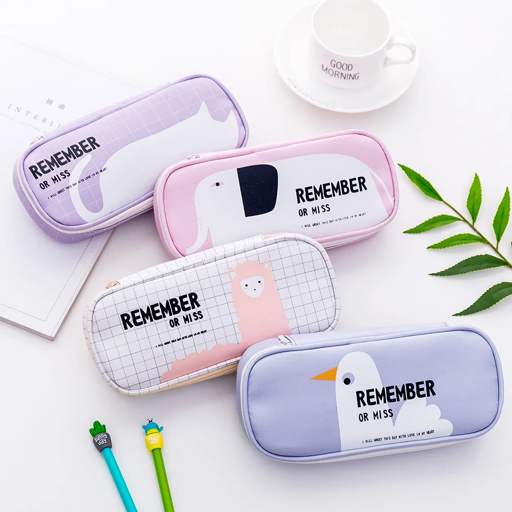 

New cartoon animal pencil case fresh and lovely pen box school pencil case creative multi-function pencil case