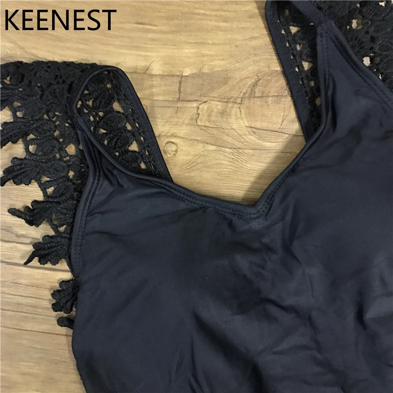 KEENEST/Пикантные черный, белый цвет одна деталь Купальник для женщин Лето г. пляжная одежда кружево плечо