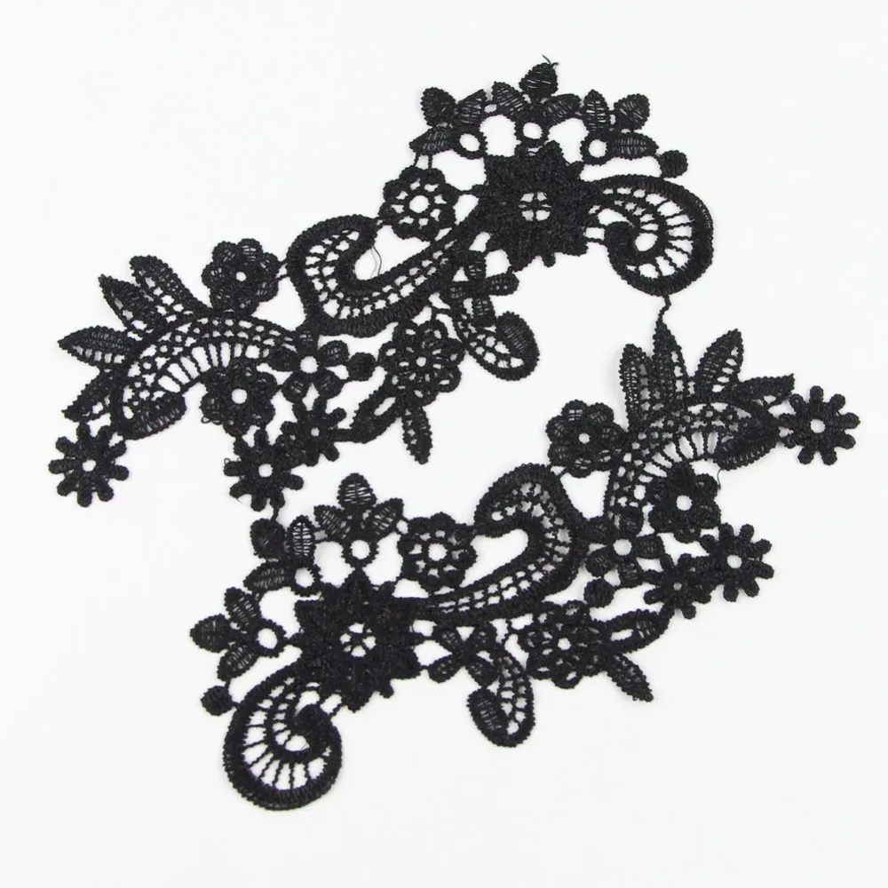 1 пара Черная аппликация с кружевной отделкой полиэстер шнур кружевная ткань