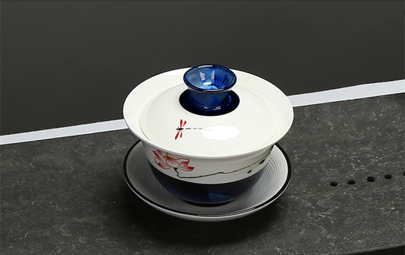 Полностью расписанная вручную китайская гайвань, фарфоровая супница gaiwan, керамическая чаша, крышка, чашка, блюдце, коврик, китайская чайная чаша, китайская супница, распродажа