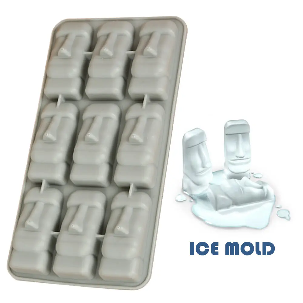 Серый ледяной куб форма для льда 3D оригинальность Пасхальный остров бар ледяная