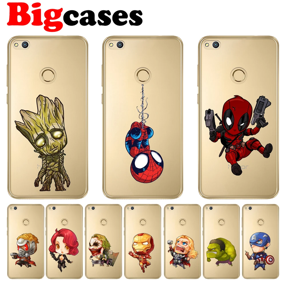 For Huawei P8 P9 Lite 2017 Case Cover Soft TPU Silicone Funda Cartoon Iron Man Spiderman Deadpool Coque Phone Shell Honor 8 |