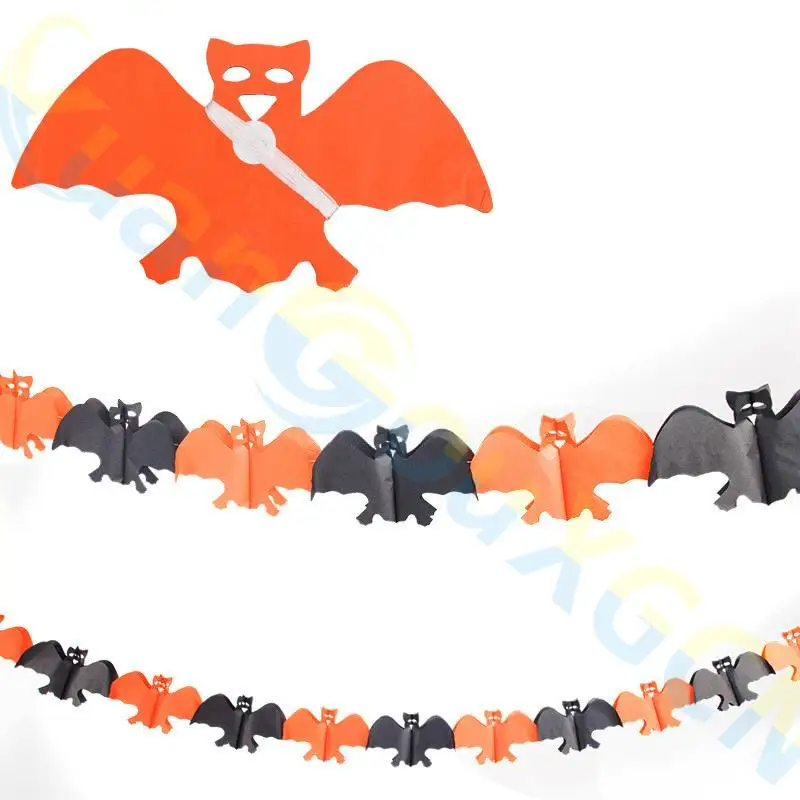 Хэллоуин Бар партии DIY украшения 3D Паук Тыква призрак летучие мыши бумажная цепь
