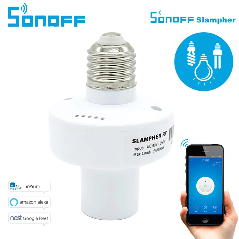 Пульт дистанционного управления ITEAD Sonoff Slampher Светодиодная лампа E27 держатель 433 МГц RF беспроводной WiFi светильник лампа розетка для умного дома IOS Android