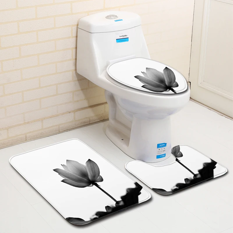 Набор нескользящих фланелевых ковриков для ванной комнаты туалета душа 3