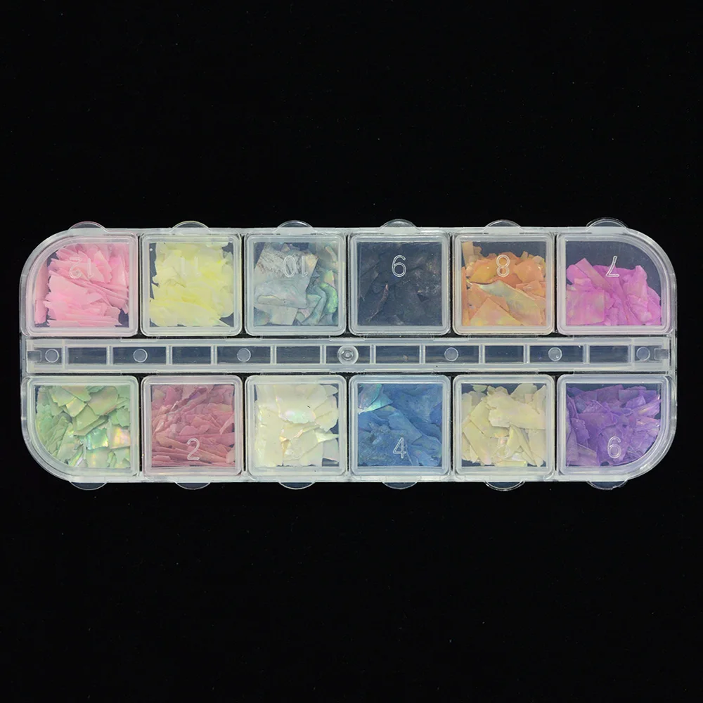 1 коробка смешанные нерегулярные Блестки для ногтей 12 цветов оболочка блестки