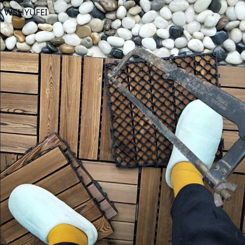 4 шт./лот уличного деревянного пола можно соединять DIY карбонизированное дерево WSH