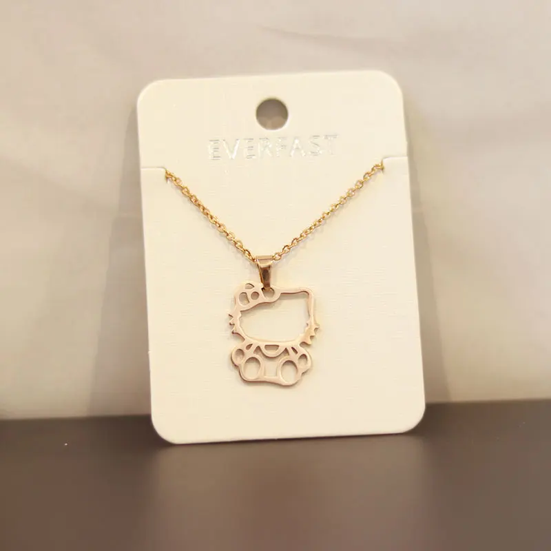 Rose gold big 1 шт., модное новое ожерелье из нержавеющей стали, Милая Открытая подвеска в форме кошки для девочек, эффектное ожерелье, подарок на удачу - Окраска металла: Rose gold big