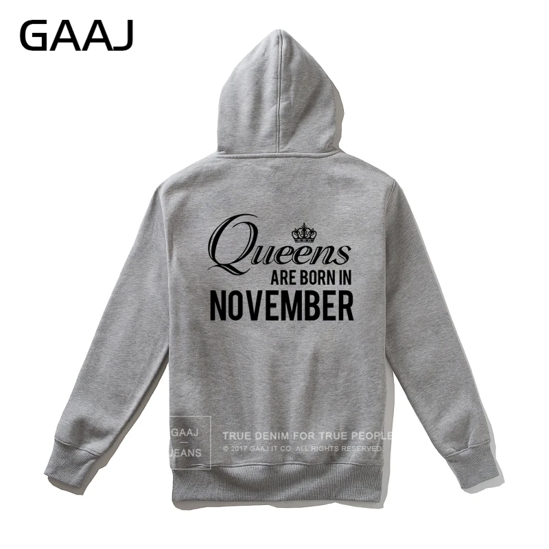 GAAJ "Queens are born in November" мужская толстовка с капюшоном, Женская толстовка на молнии, Мужская Высококачественная флисовая толстовка с принтом в стиле хип-хоп