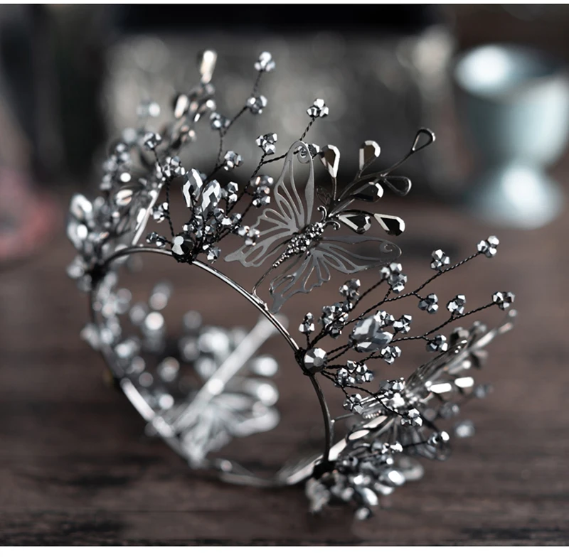 Himstory Ретро стиль черная бабочка свадебные тиары короны принцесса королева