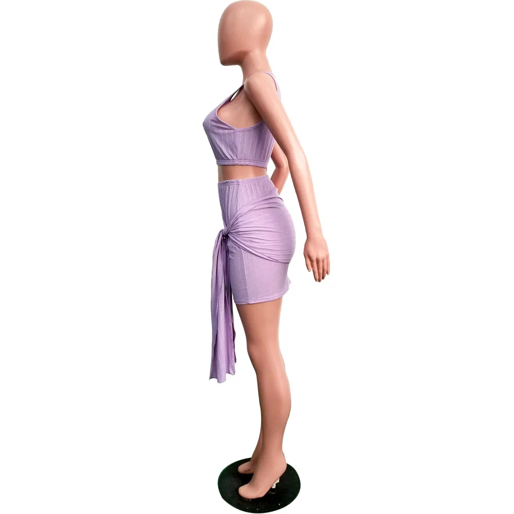 

2019 Spring Casual Sport Sleeveless Solid Color O-Neck Off Shoulder Women Sexy Two Piece Suits