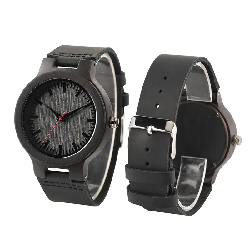 Часы с простым циферблатом из бамбукового дерева мужские и женские часы кожаным
