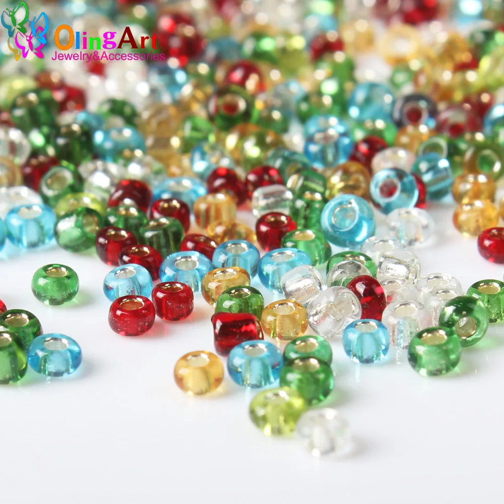 

OlingArt new 2MM AAA mixed multicolor Glass Seed beads 1700pcs 7 Color Spacer round hole Bracelet necklace DIY jewelry making