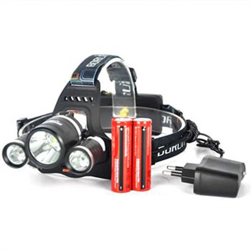 BORUIT 6000LM 3X XML T6 светодиодный налобный фонарь 4 режима + зарядное устройство