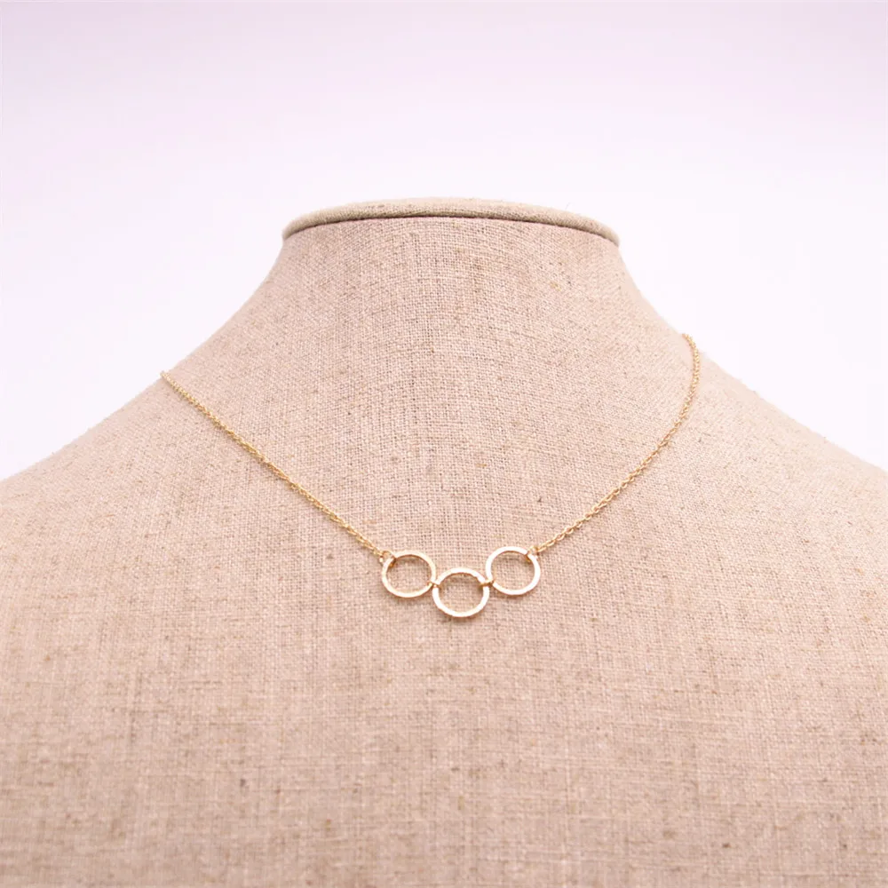 

Trendy Three hollow circles pendant necklace Classic interest round pendant necklace the to women