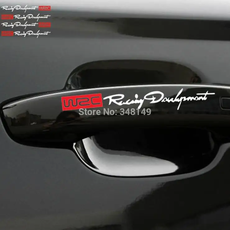 

Aliauto 4 x Newest WRC Car Door Handle Stickers /decals Reflective Rally Car Stickers for toyota volkswagen skoda kia lada opel