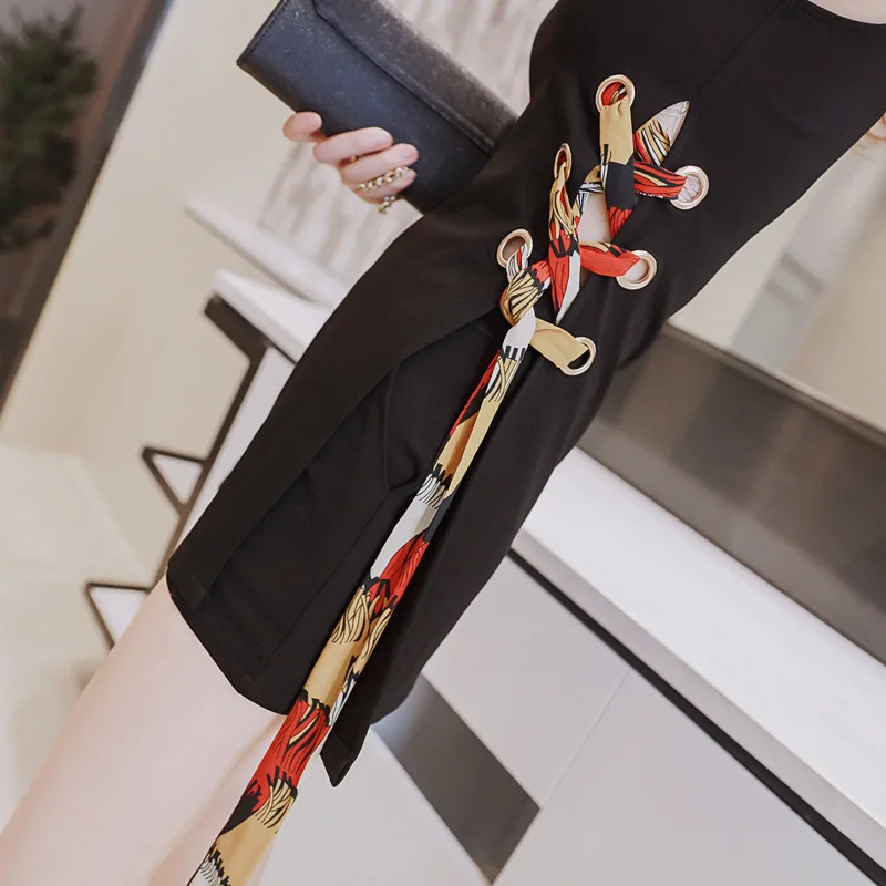 Summer Women Suit Strappy Office 2 Pieces Set Orange Black V Neck Sleeveless Long Blouse Tops and Short Pants Two |
