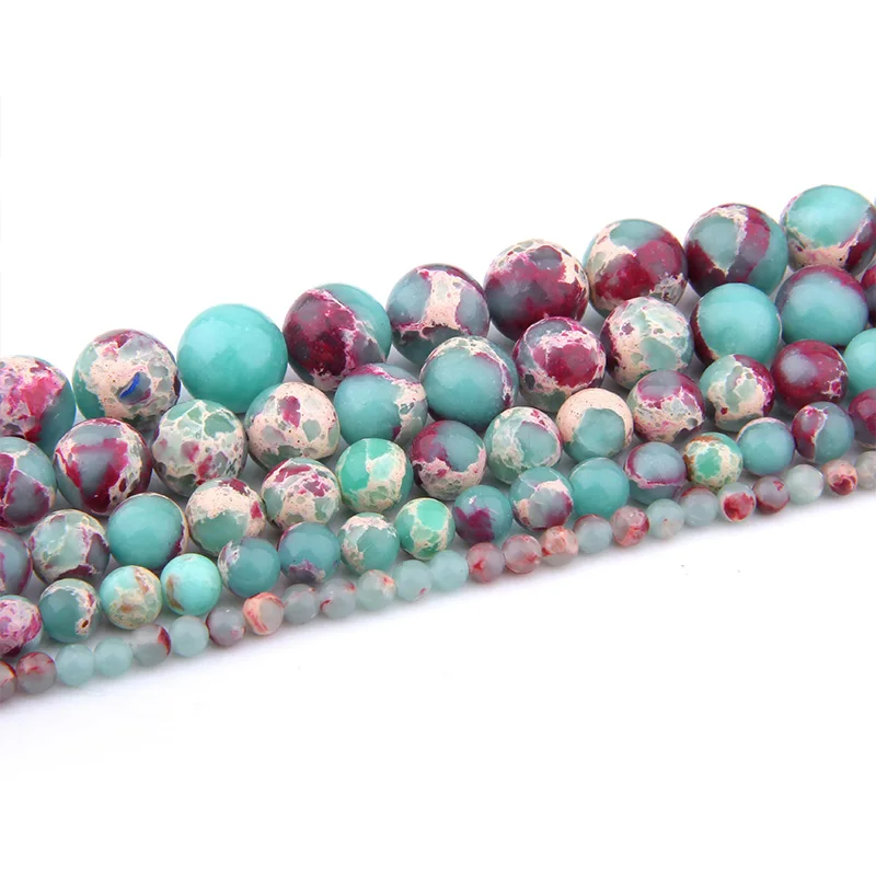 15inch smooth Round ShouShan Stone Snakeskin Blue Spacer loose Beads For Jewelry Making bracelet 4-12mm women men bulk diy | Украшения и