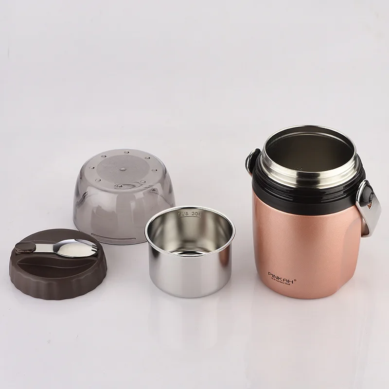 Горячая Pinkah 1600ml 3-слойная вакуумной изоляцией из нержавеющей стали Коробки для обедов бытовой Еда термоизоляционный бак большой Ёмкость 304 Нержавеющая сталь Коробки для обедов
