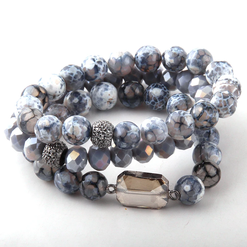 Набор из 3 шт. коричневых браслетов красивые модные браслеты натурального камня и