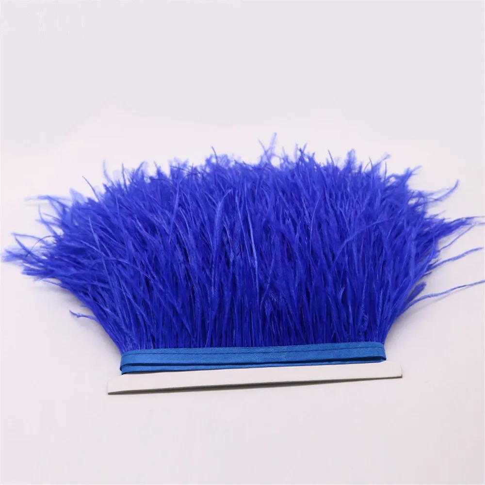 Royal blue Высокое качество 2 ярдов белой страусиной ленты, длина пера 10-15 см/DIY свадебное платье аксессуары AA8229 - Цвет: Royal blue