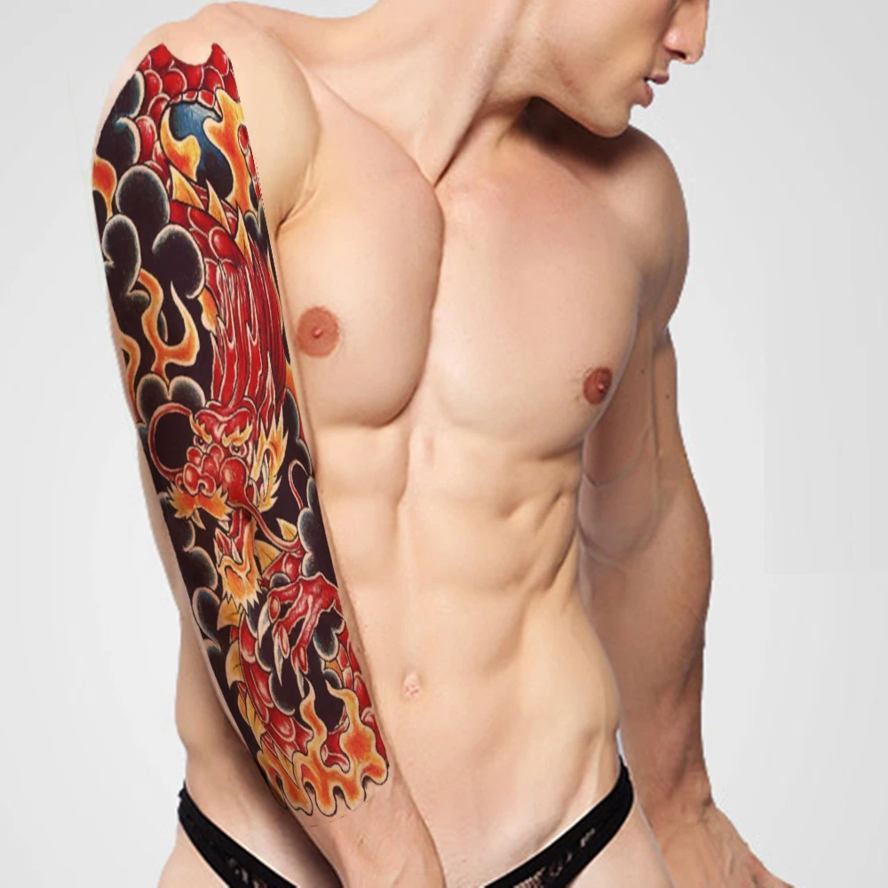 Дракон Большие Татуировки крутая Большая водонепроницаемая поддельная паста