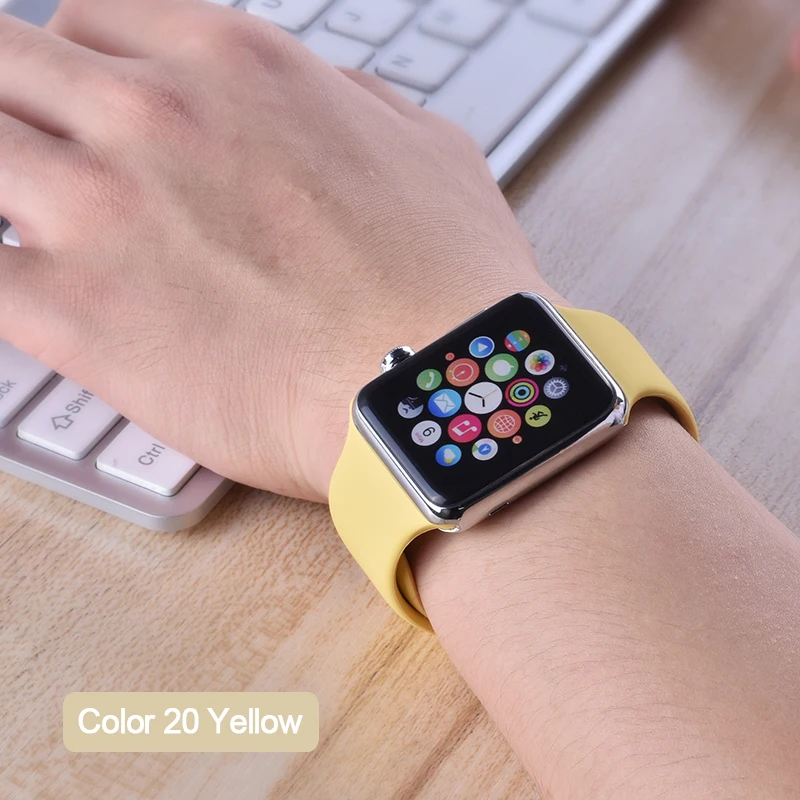 Цветной мягкий силиконовый спортивный ремешок для Apple Watch Series 5 4 3 2 1 38 мм 42 мм резиновый ремешок для часов iWatch 5 4 40 мм 44 мм