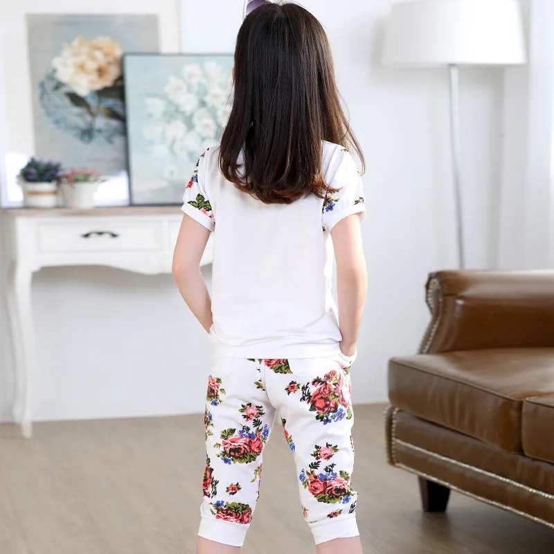 Дети Одежда Наборы для Девочек Топы + Брюки Костюмы 2017 Летние Спортивные Мода