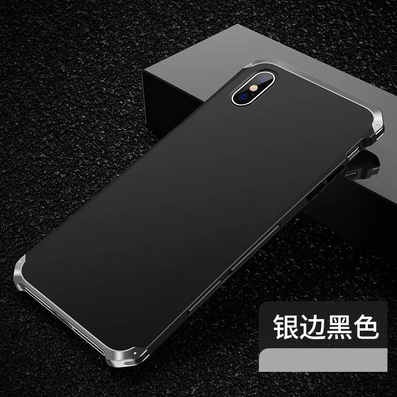 silvery black Роскошный бронированный металлический алюминиевый+ PC сверхпрочный защитный чехол для телефона для iPhone 11 pro X XS MAX 8 6 6S 7 Plus 5S SE XR чехол - Цвет: silvery black
