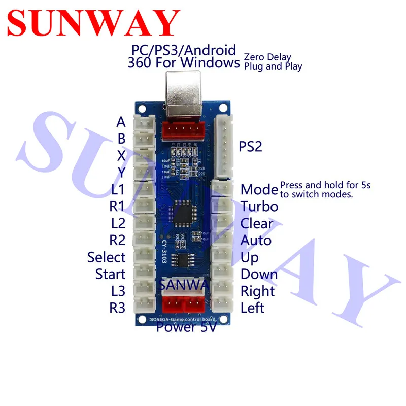 4 в 1 PS2/PS3/PC/ XBOX360 Аркада pcb джойстик USB аркадный кодировщик borad к ПК Джойстик Sanwa для